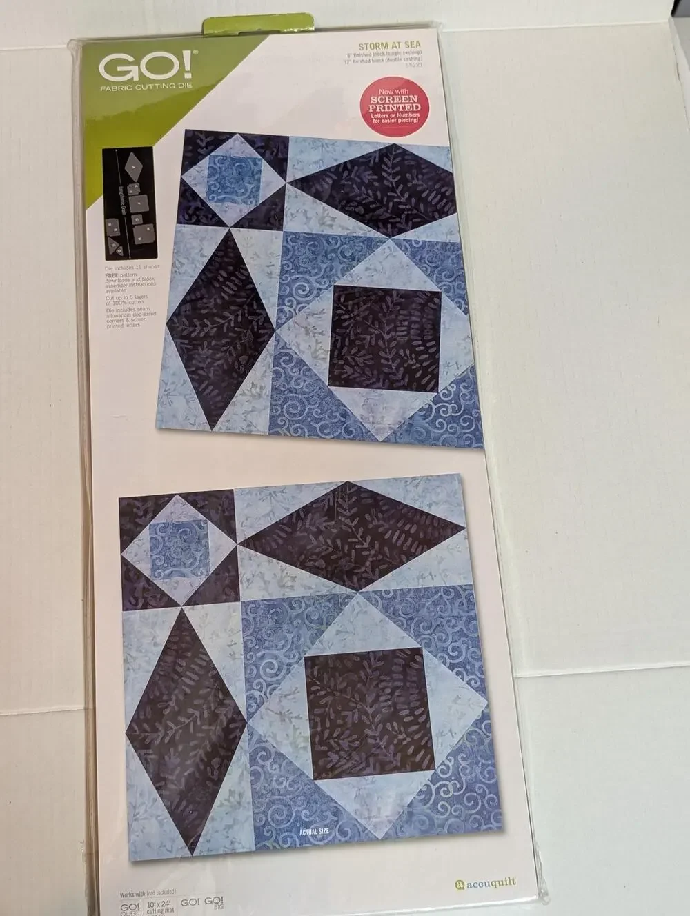 AccuQuilt GO Storm at Sea 12 Finished Die 55221, Fabric Cutter Quilt Block